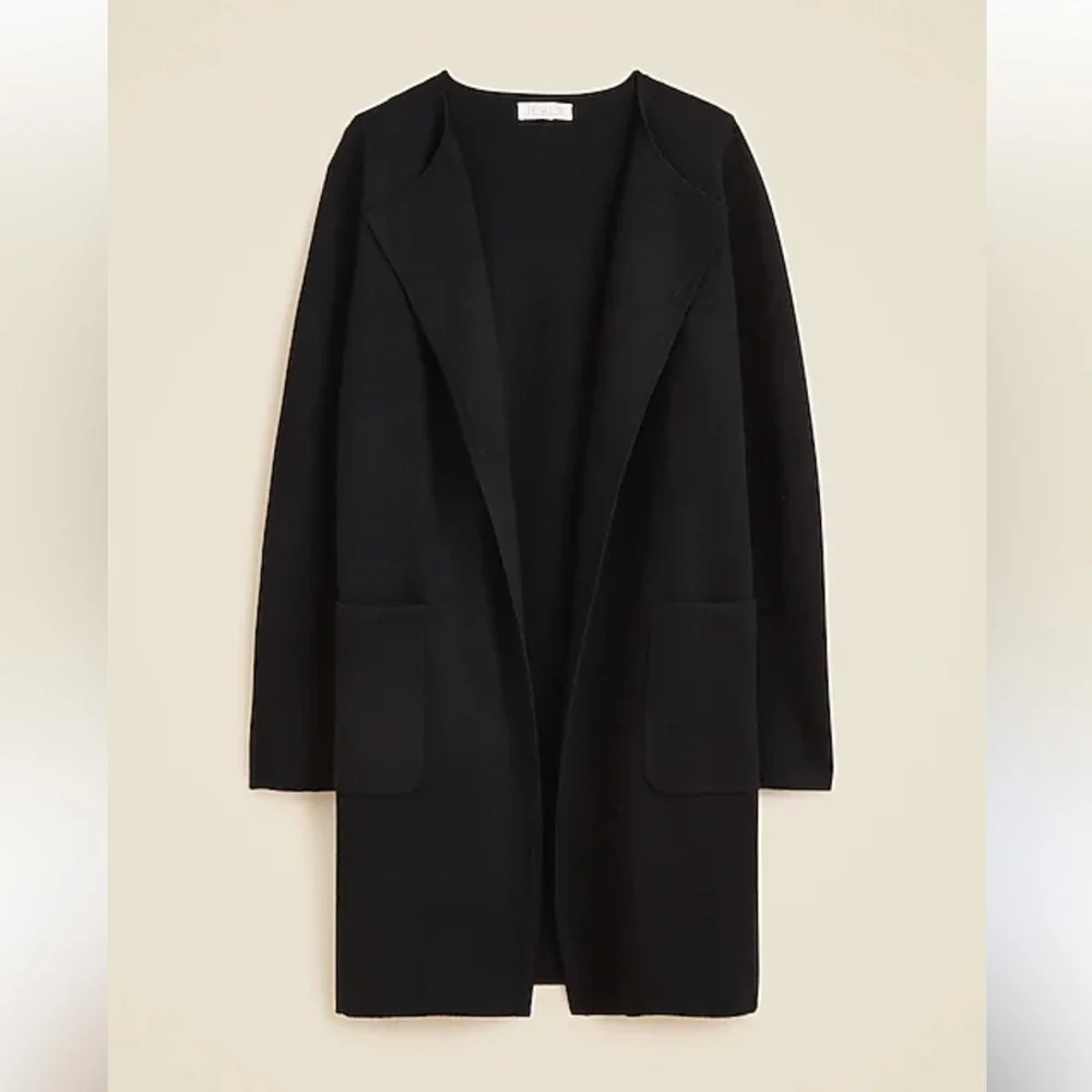 J. Crew Black Collarless Sweater Blazer